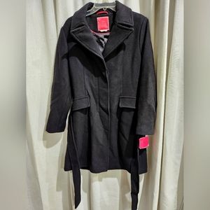 Nwt Kate Spade Black wool blend trench winter coat XL